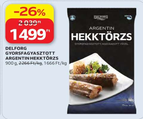 Delforg Gyorsfagyasztott Argentin Hekktörzs