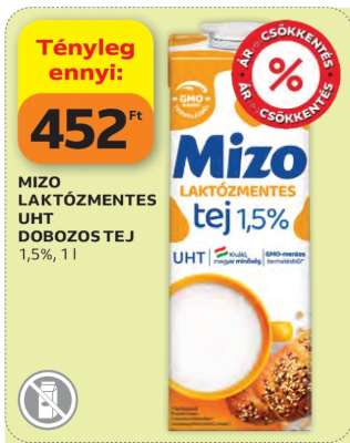 Mizo Laktózmentes UHT Dobozos Tej
