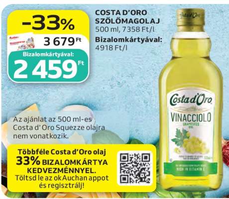 COSTA D’ORO SZŐLŐMAGOLAJ