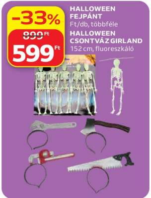 HALLOWEEN FEJPÁNT / HALLOWEEN CSONTVÁZ GIRLAND