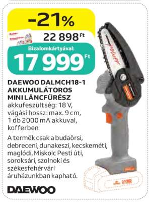 DAEWOO DALMCH18-1 AKKUMULÁTOROS MINI LÁNCFŰRÉSZ