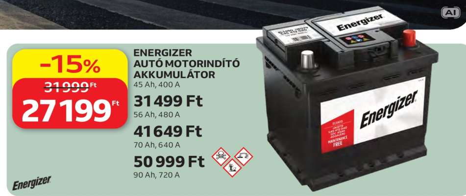ENERGIZER AUTÓ MOTORINDÍTÓ AKKUMULÁTOR