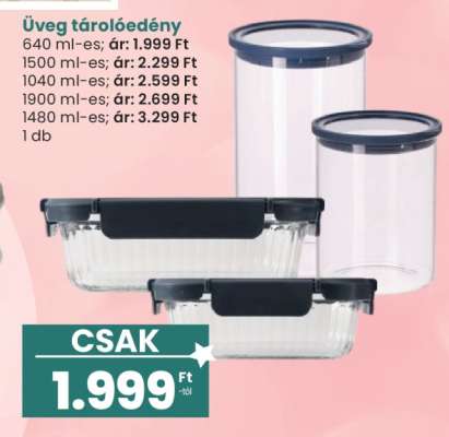 Üveg tárolóedény