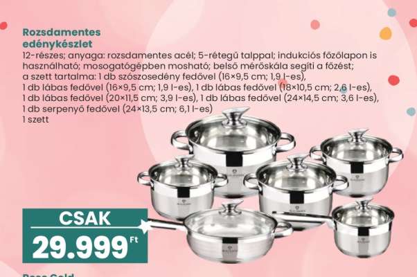 ROZSDAMENTES EDÉNYKÉSZLET