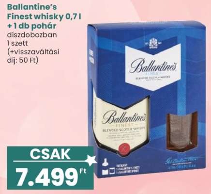 Ballantine’s Finest whisky 0,7 l + 1 db pohár