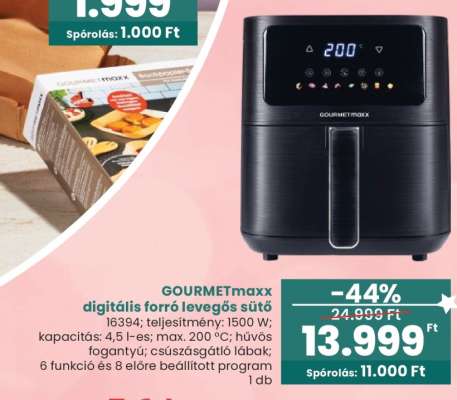 GOURMETmaxx digitális forró levegős sütő