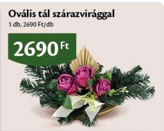 Ovális tál szárazvirággal