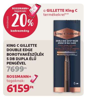 KING C GILLETTE DOUBLE EDGE BOROTVAKÉSZÜLÉK 5 DB DUPLA ÉLŰ PENGÉVEL