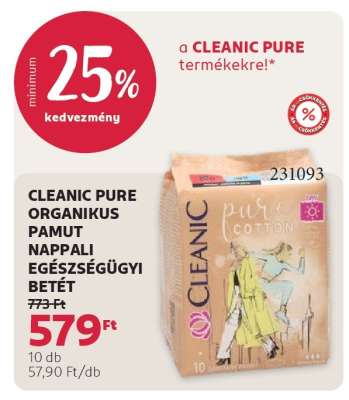 CLEANIC PURE ORGANIKUS PAMUT NAPPALI EGÉSZSÉGÜGYI BETÉT