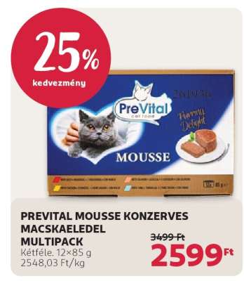 PREVITAL MOUSSE KONZERVES MACSKAELEDEL MULTIPACK