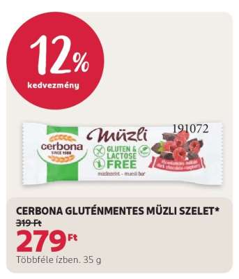CERBONA GLUTÉNMENTES MÜZLI SZELET