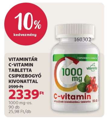 VITAMINTÁR C-VITAMIN TABLETTA CSIPKEBOGYÓ KIVONATTAL