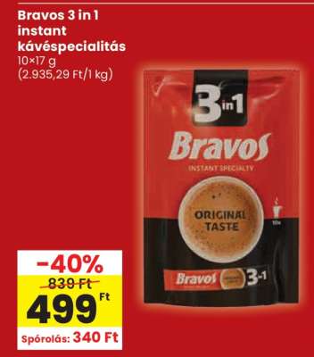 Bravos 3 in 1 instant kávéspecialitás