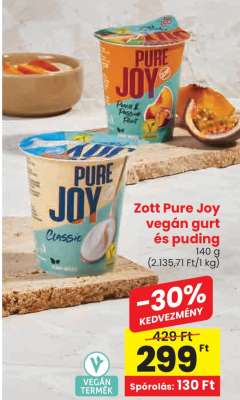 Zott Pure Joy vegán gurt és puding