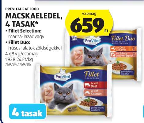 PREVITAL CAT FOOD MACSKAELEDEL, 4 TASAK