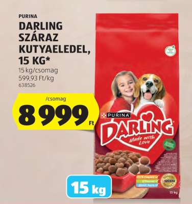 PURINA DARLING SZÁRAZ KUTYAELEDEL, 15 KG