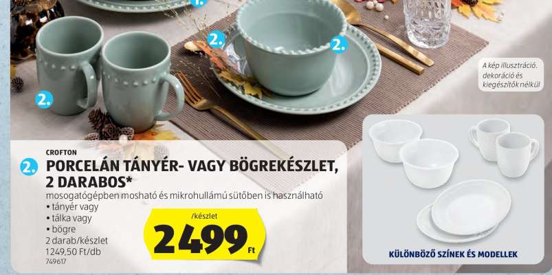 CROFTON Porcelán Tányér- vagy Bögrekészlet, 2 darabos