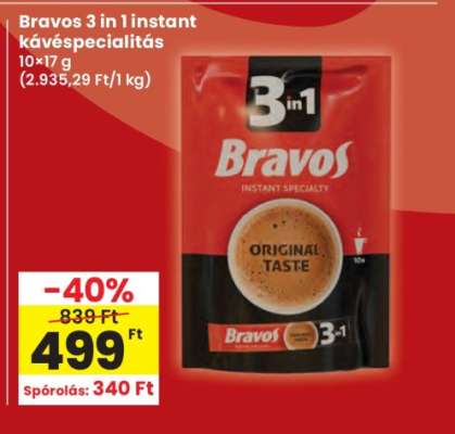 Bravos 3 in 1 instant kávéspecialitás