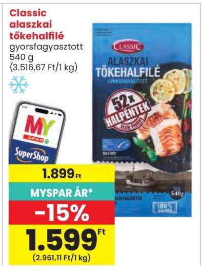 Classic alaszkai tőkehalfilé