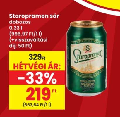 Staropramen sör dobozos