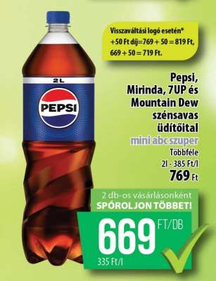 Pepsi, Mirinda, 7UP és Mountain Dew szénsavas üdítőital