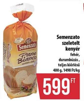 Semenzato szeletelt kenyér