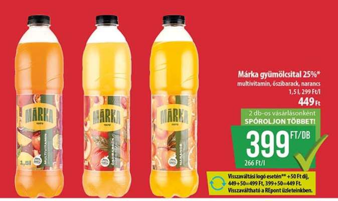 Márka gyümölcsital 25%