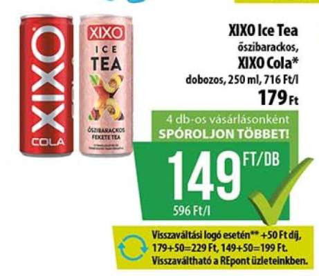 Xixo Ice Tea őszibarackos, Xixo Cola