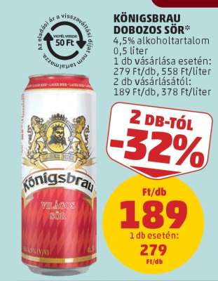 Königsbrau Dobozos Sör