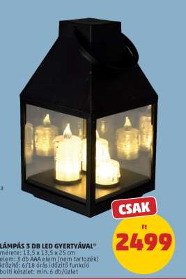 Lámpás 3 db LED gyertyával