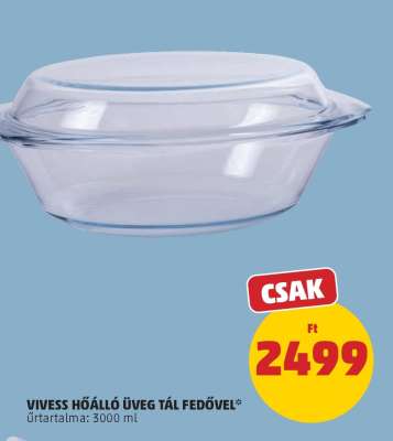 VIVESS HŐÁLLÓ ÜVEG TÁL FEDŐVEL