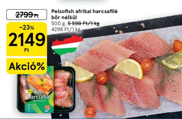 Pelsofish afrikai harcsafilé bőr nélkül