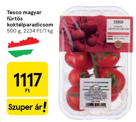 Tesco magyar fürtös koktélparadicsom