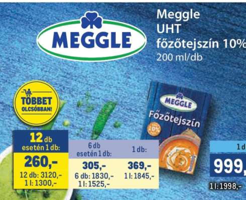 Meggle UHT főzőtejszín 10%
