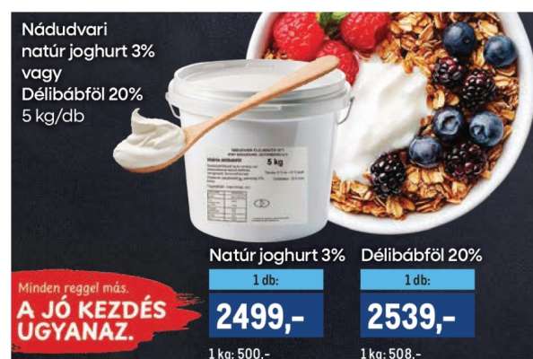 Nádudvari natúr joghurt 3% vagy Délibábföl 20%