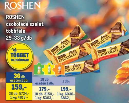 Roshen Csokoládé Szelet Többféle