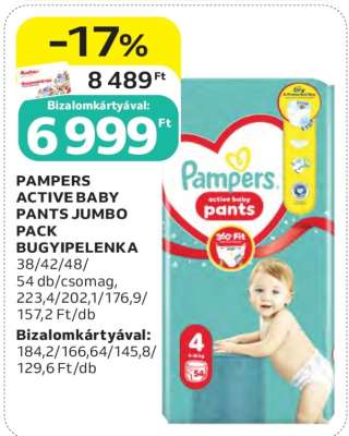 PAMPERS ACTIVE BABY PANTS JUMBO PACK BUGYIPELENKA