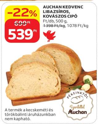 AUCHAN KEDVENC LIBAZSÍROS, KOVÁSZOS CIPÓ
