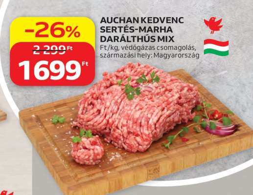 AUCHAN KEDVENC Sertés-Marha Darálthús Mix