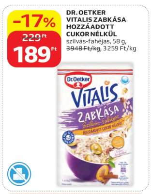 DR. OETKER VITALIS ZABKÁSA HOZZÁADOTT CUKOR NÉLKÜL