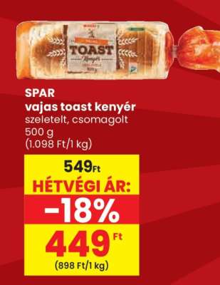SPAR vajas toast kenyér