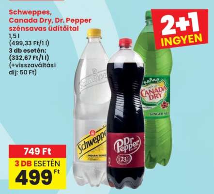 Schweppes, Canada Dry, Dr. Pepper szénsavas üdítőital
