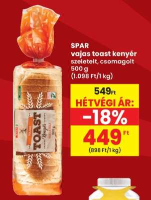 SPAR vajas toast kenyér