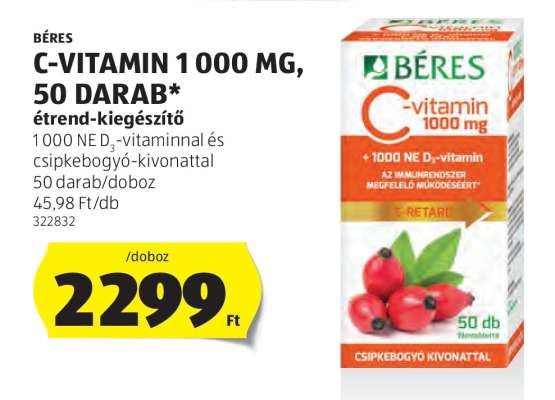 BÉRES C-VITAMIN 1 000 MG, 50 DARAB