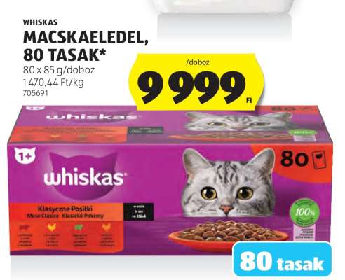 Whiskas Macskaeledel, 80 tasak