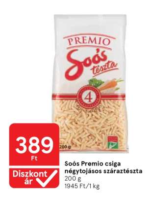 Soós Premio csiga négytojásos száraztészta