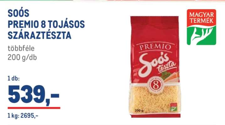 Soós Premio 8 tojásos száraztészta