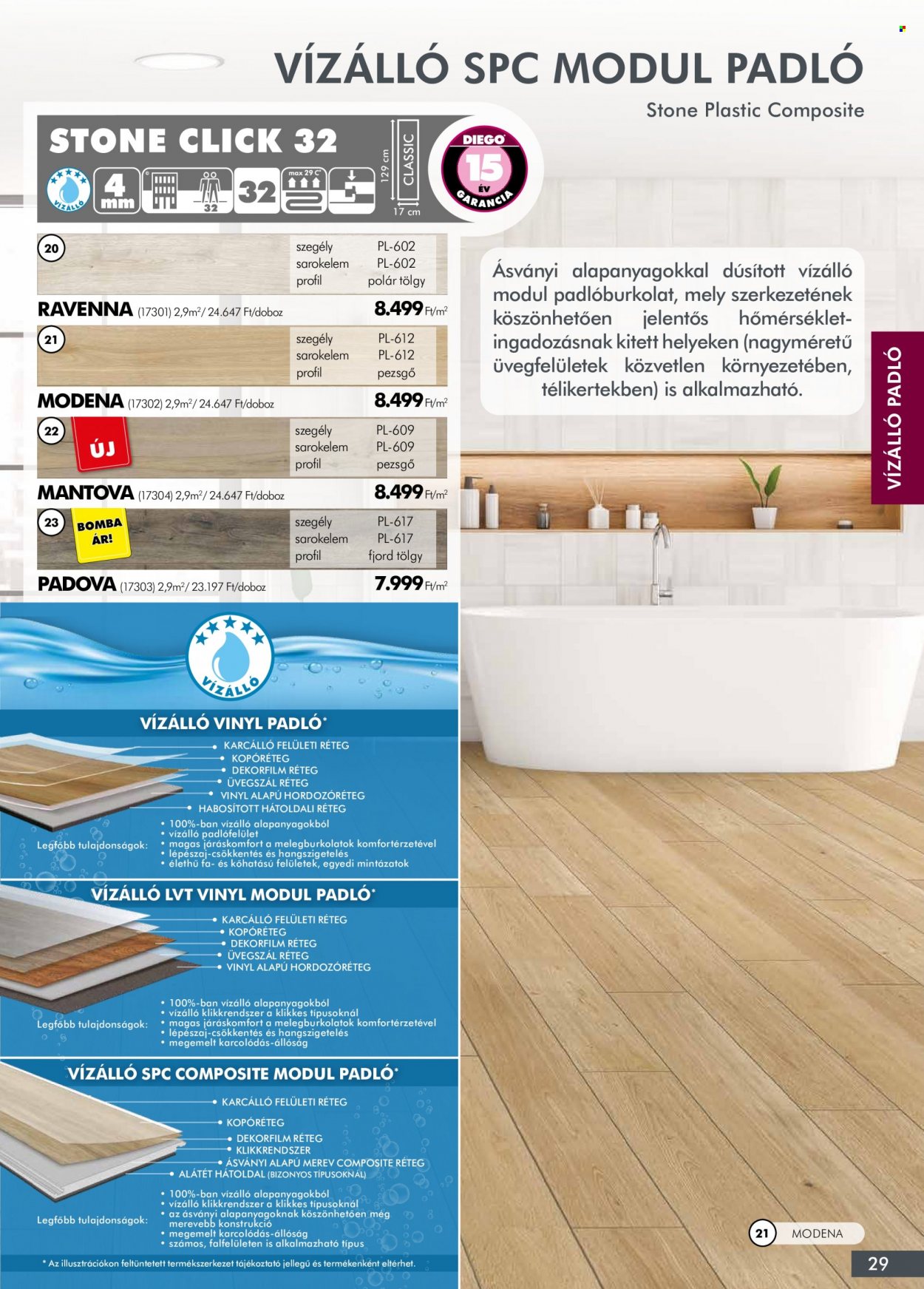 Diego akciós újsága  - 2022.04.01 - 2022.09.30 - Akciós termékek - vinyl padló, padlóburkolatok, vízálló padló.  29. Oldal