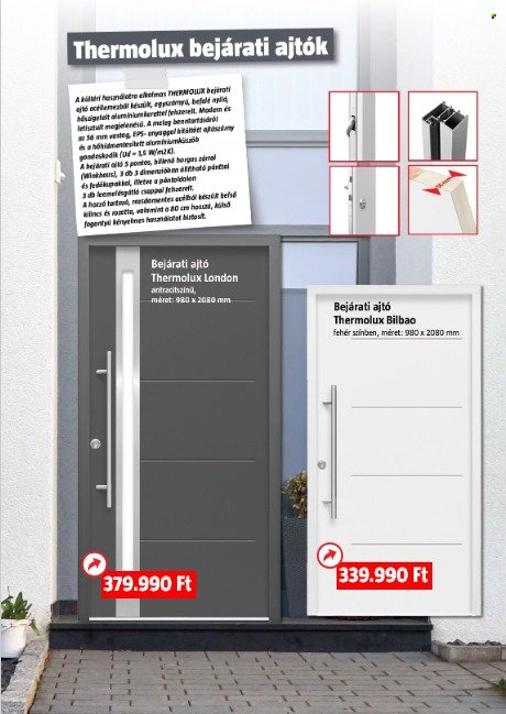 Bauhaus akciós újsága  - Akciós termékek - ajtó, bejárati ajtó.  22. Oldal